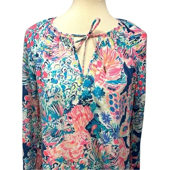 Lilly Pulitzer Sorella Long Sleeve Fish Print Pullover Top Women’s Medium - Picture 6 of 12